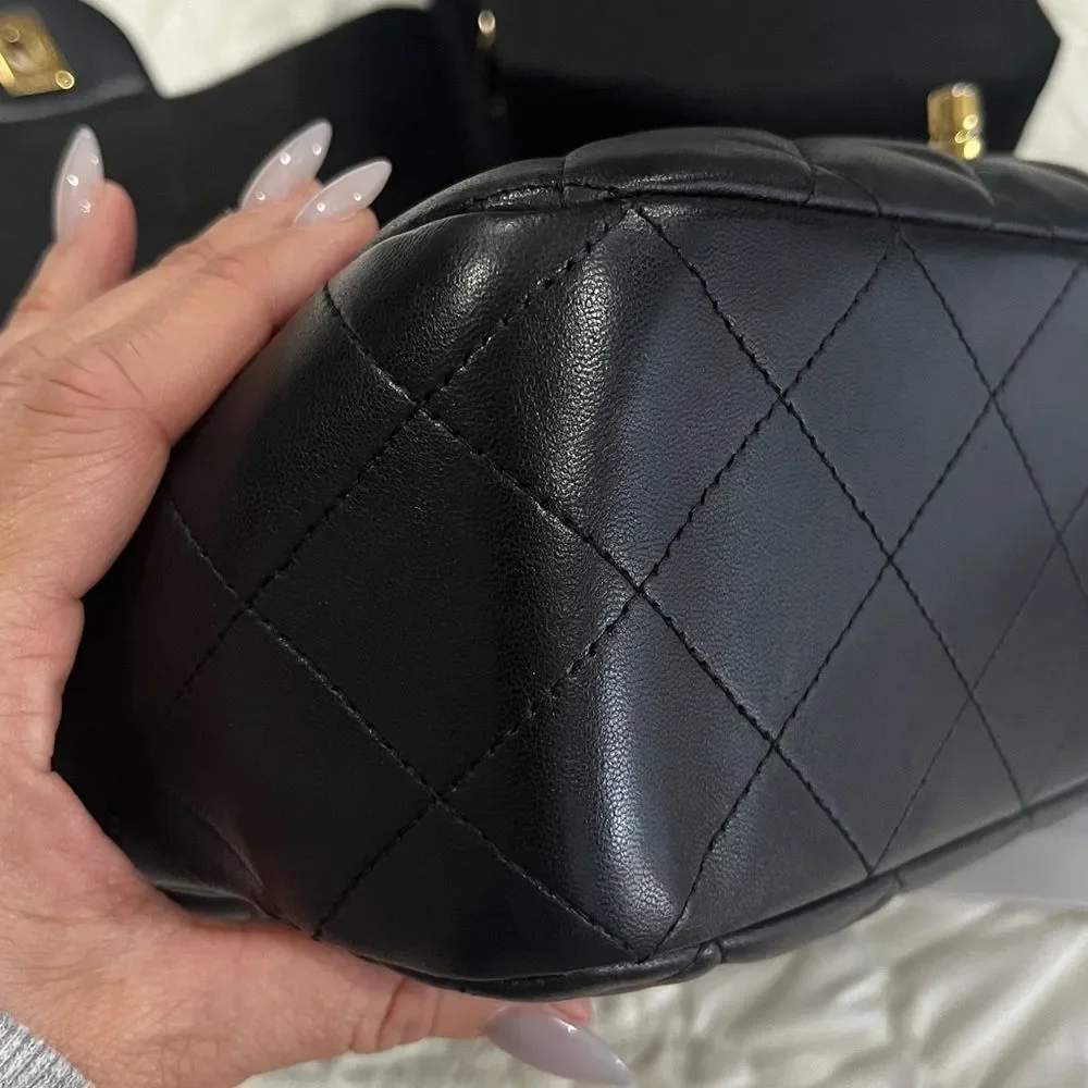 Chanel Black Quilted Shoulder Bag with Gold Accents